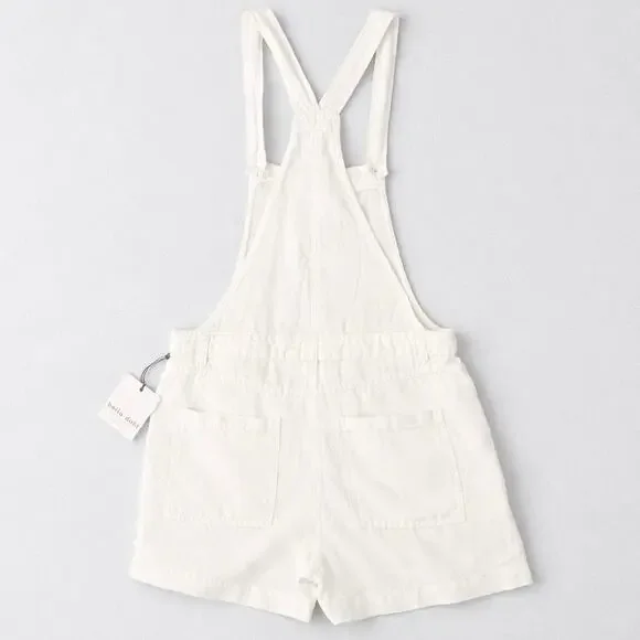 Bella Dahl White Button Front Stevie Overall Romper Women’s XS Linen Blend NWT - Picture 3 of 6